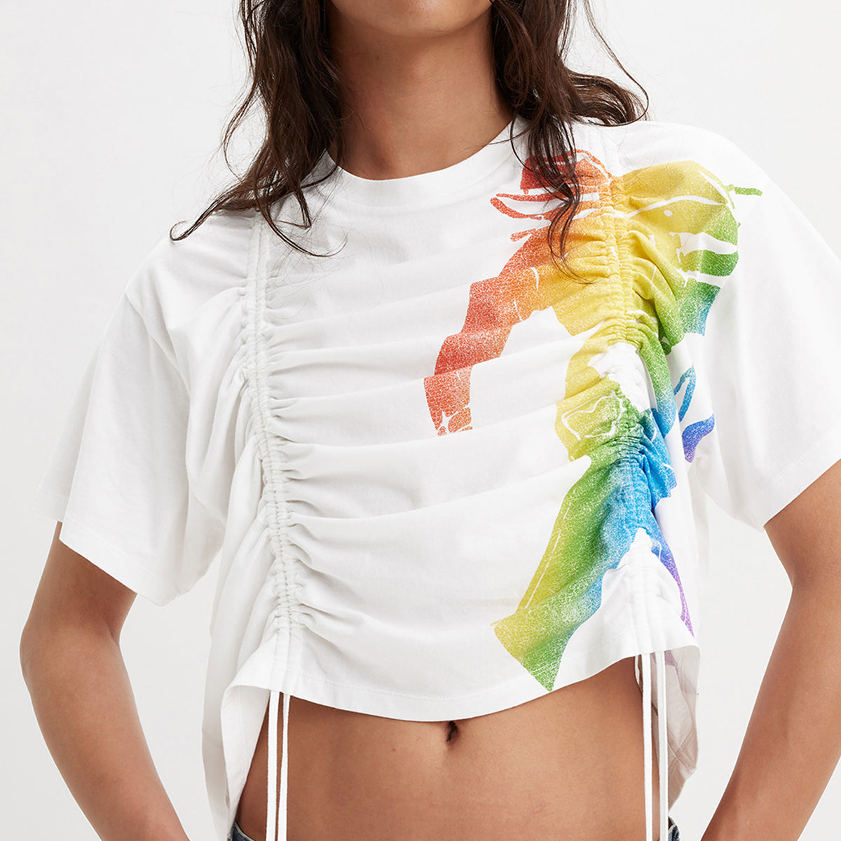 Women's Graphic Print Crew Neck T-shirt - 20Details View