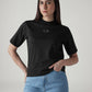 Women's Brand Logo Black Collar Neck T-shirt - Styleshot View