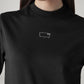 Women's Brand Logo Black Collar Neck T-shirt - Detail View