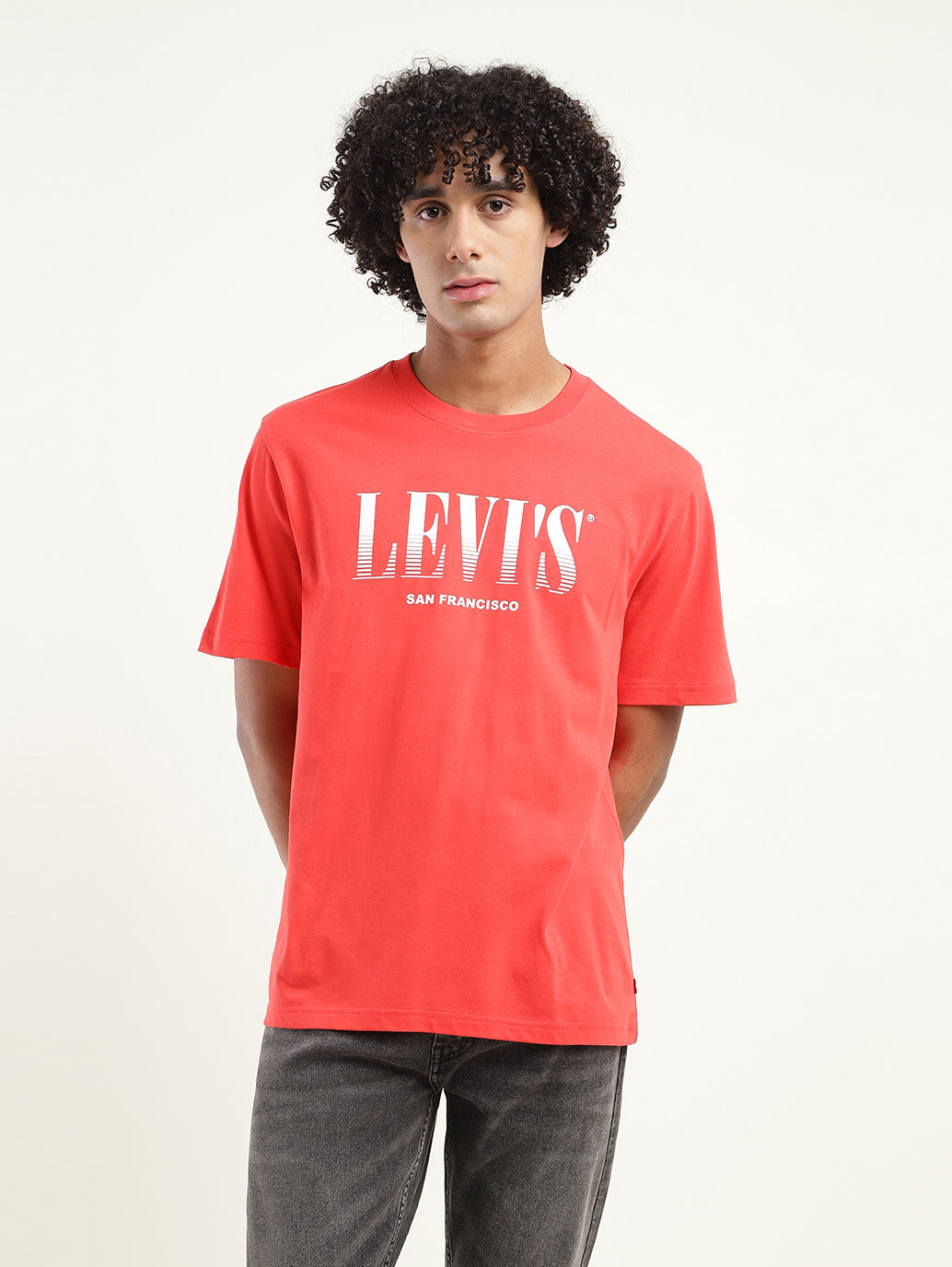 Men's Brand Logo Oversized T-Shirt - Front View