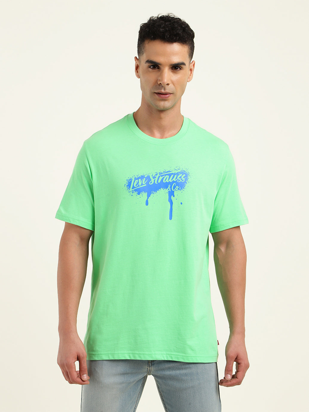 Men's Brand Logo Loose Fit T-Shirt - Front View
