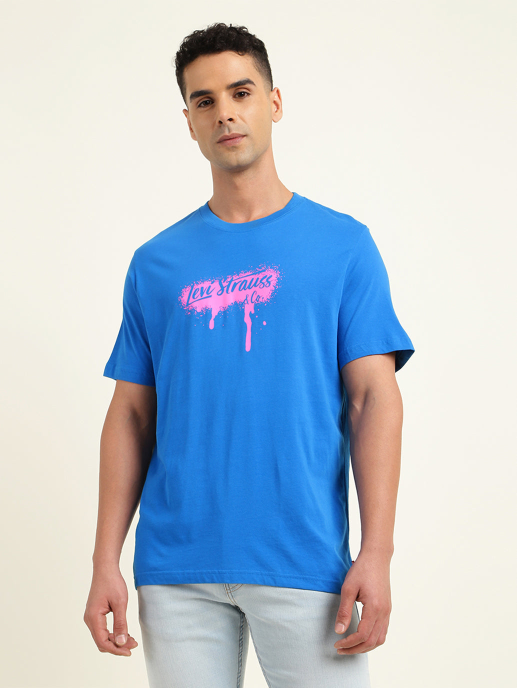 Men's Brand Logo Loose Fit T-Shirt - Front View