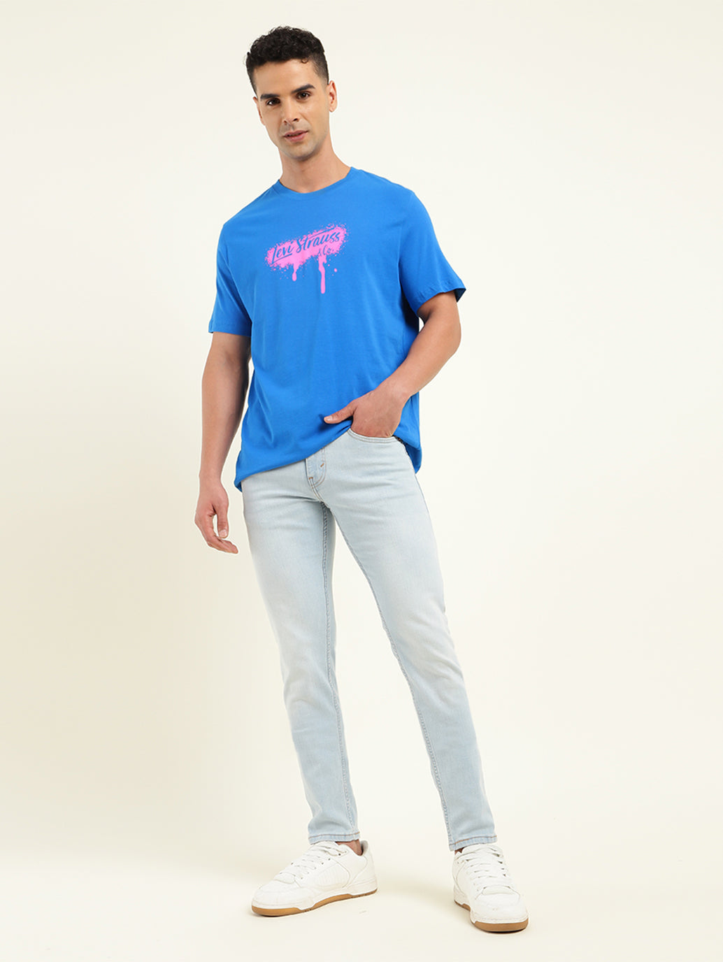 Men's Brand Logo Loose Fit T-Shirt - Side View