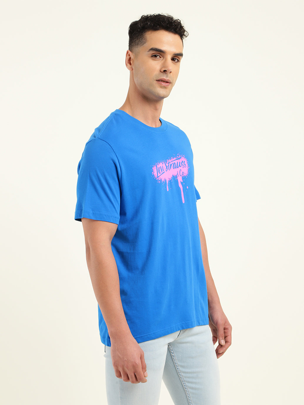 Men's Brand Logo Loose Fit T-Shirt - Side View