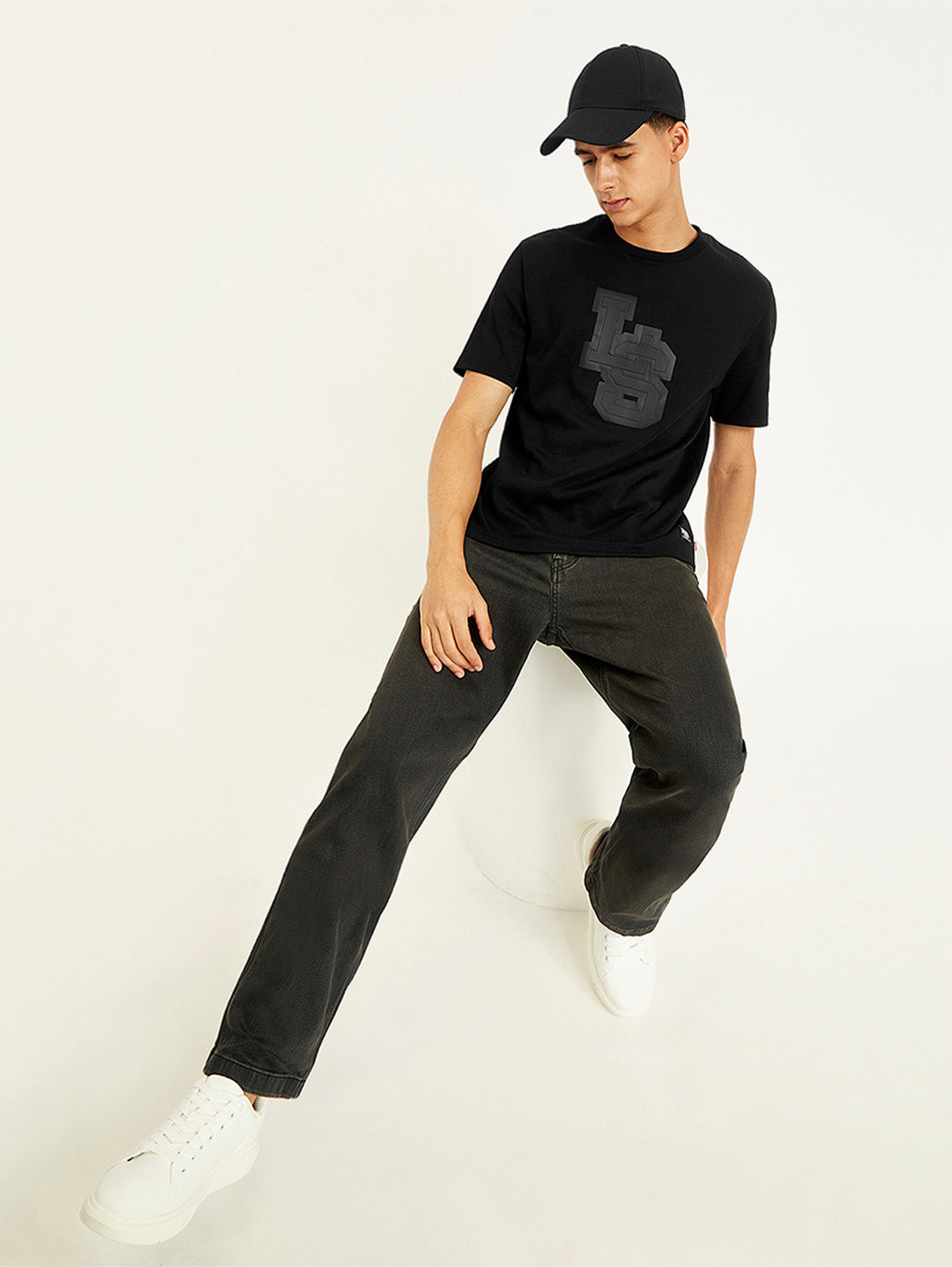 Men's Typographic Print Crew Neck T-shirt - Elevated View