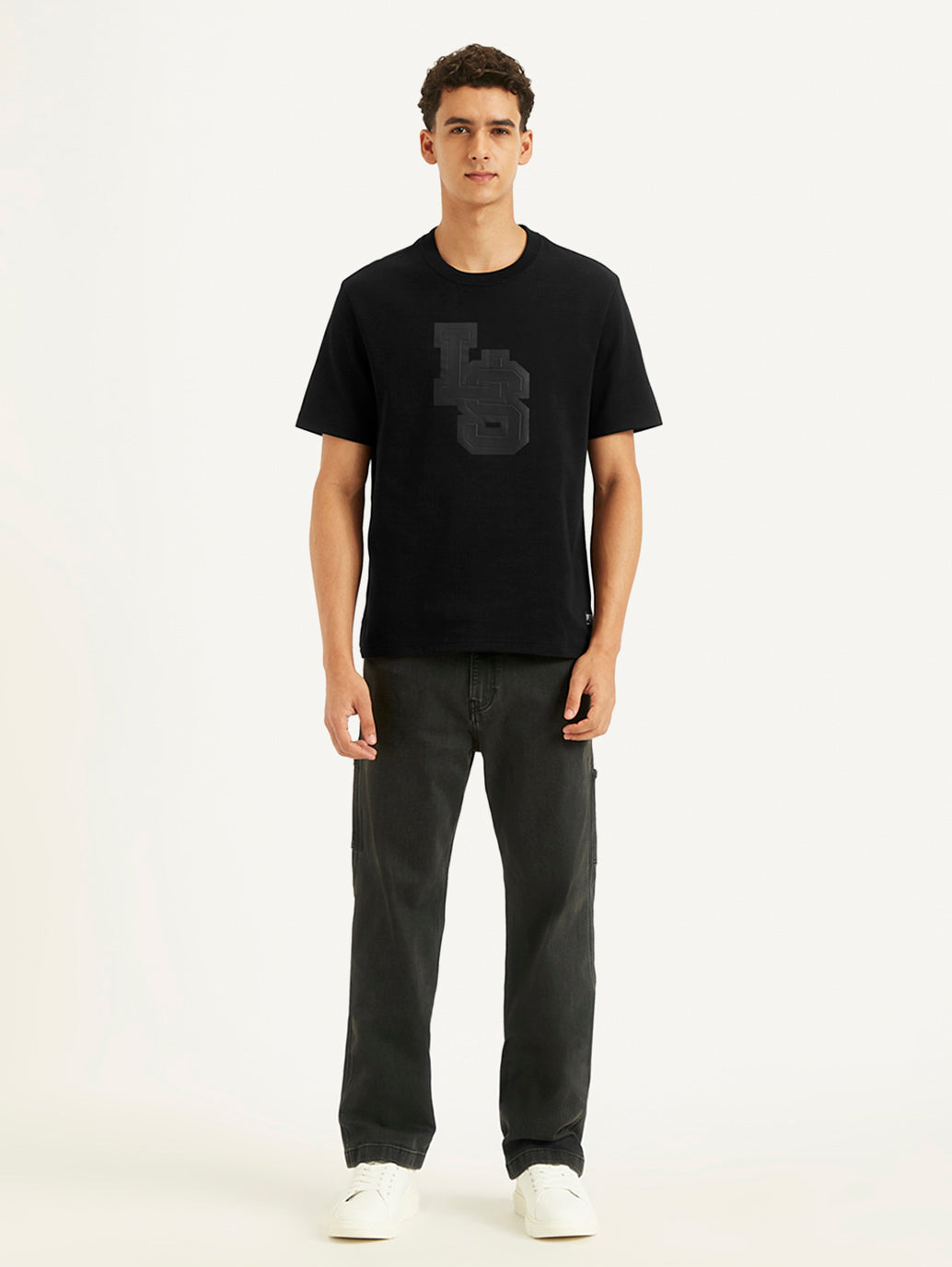 Men's Typographic Print Crew Neck T-shirt - Front View