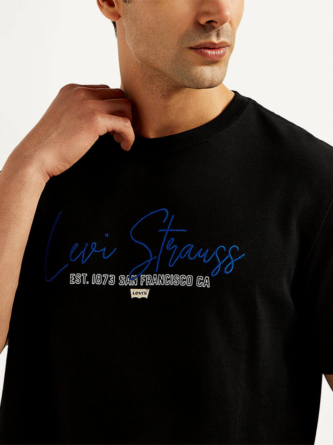 Men's Typographic Print Crew Neck T-Shirt - Detail View