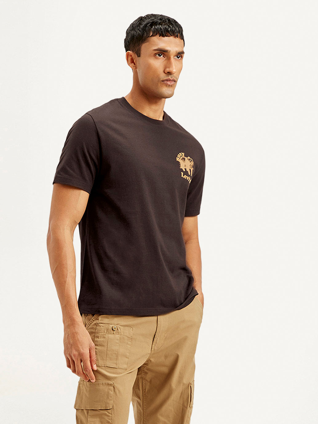 Men's Typography Crew Neck T-shirt - Side View