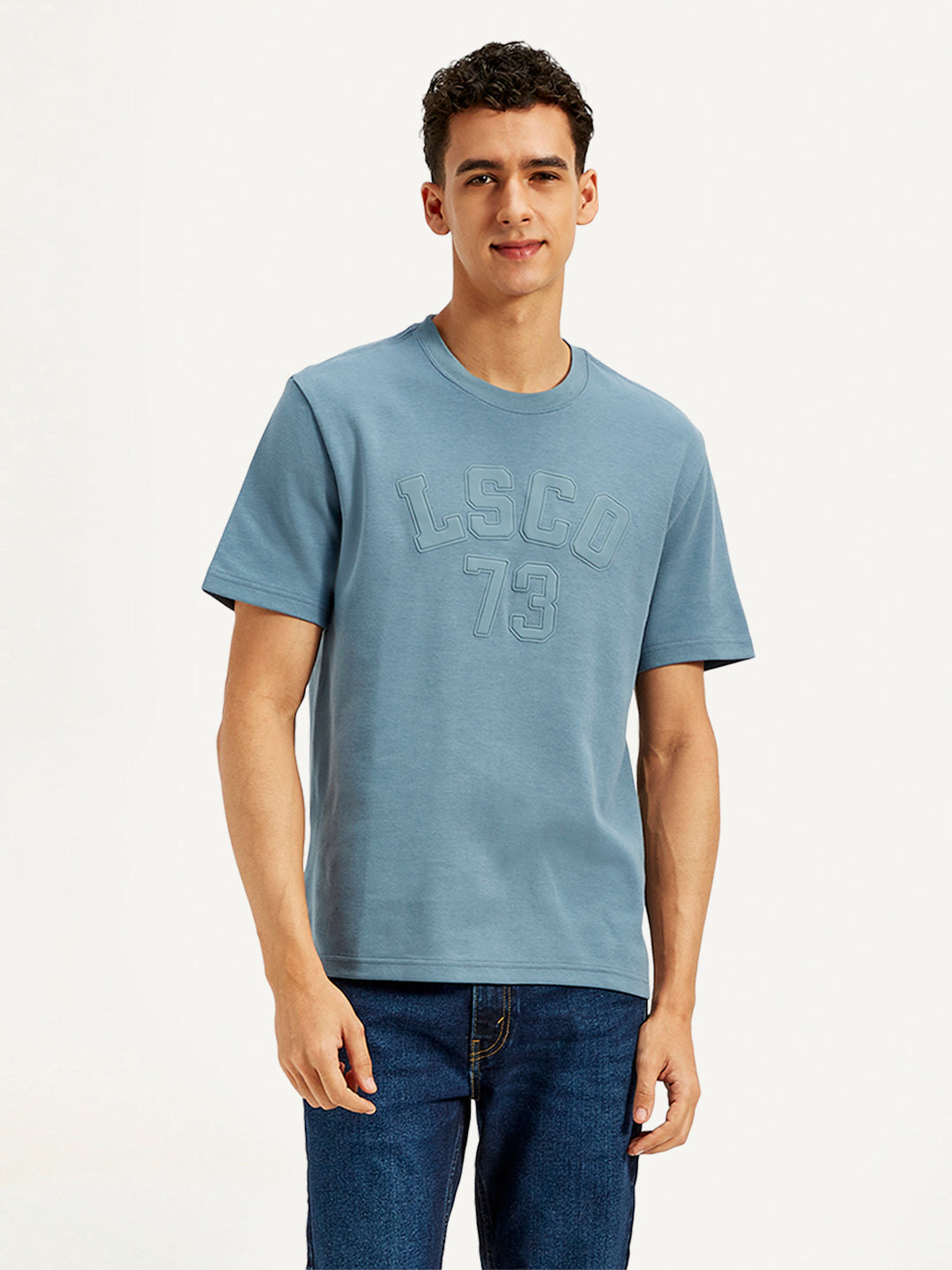 Men's Typographic Print Crew Neck T-Shirt - 20 View