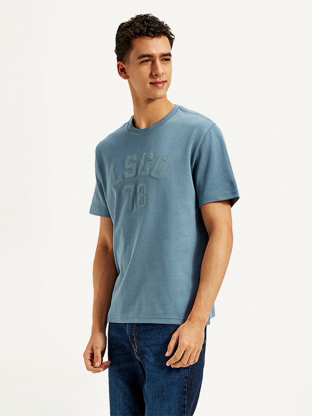 Men's Typographic Print Crew Neck T-Shirt - 20 View