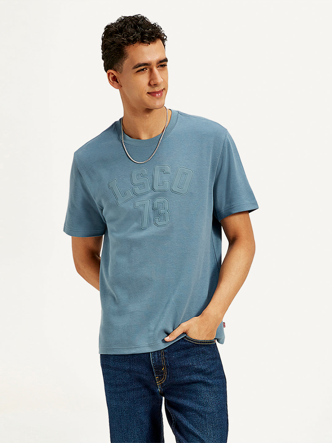Men's Typographic Print Crew Neck T-Shirt - 20 View