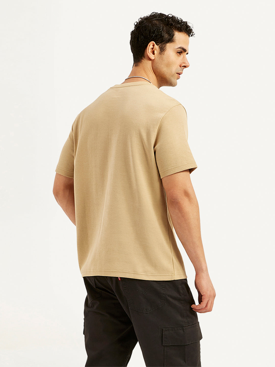 Men's Typographic Print Crew Neck T-Shirt - Back View