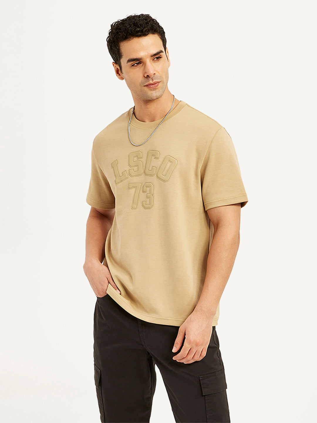 Men's Typographic Print Crew Neck T-Shirt - Styleshot View