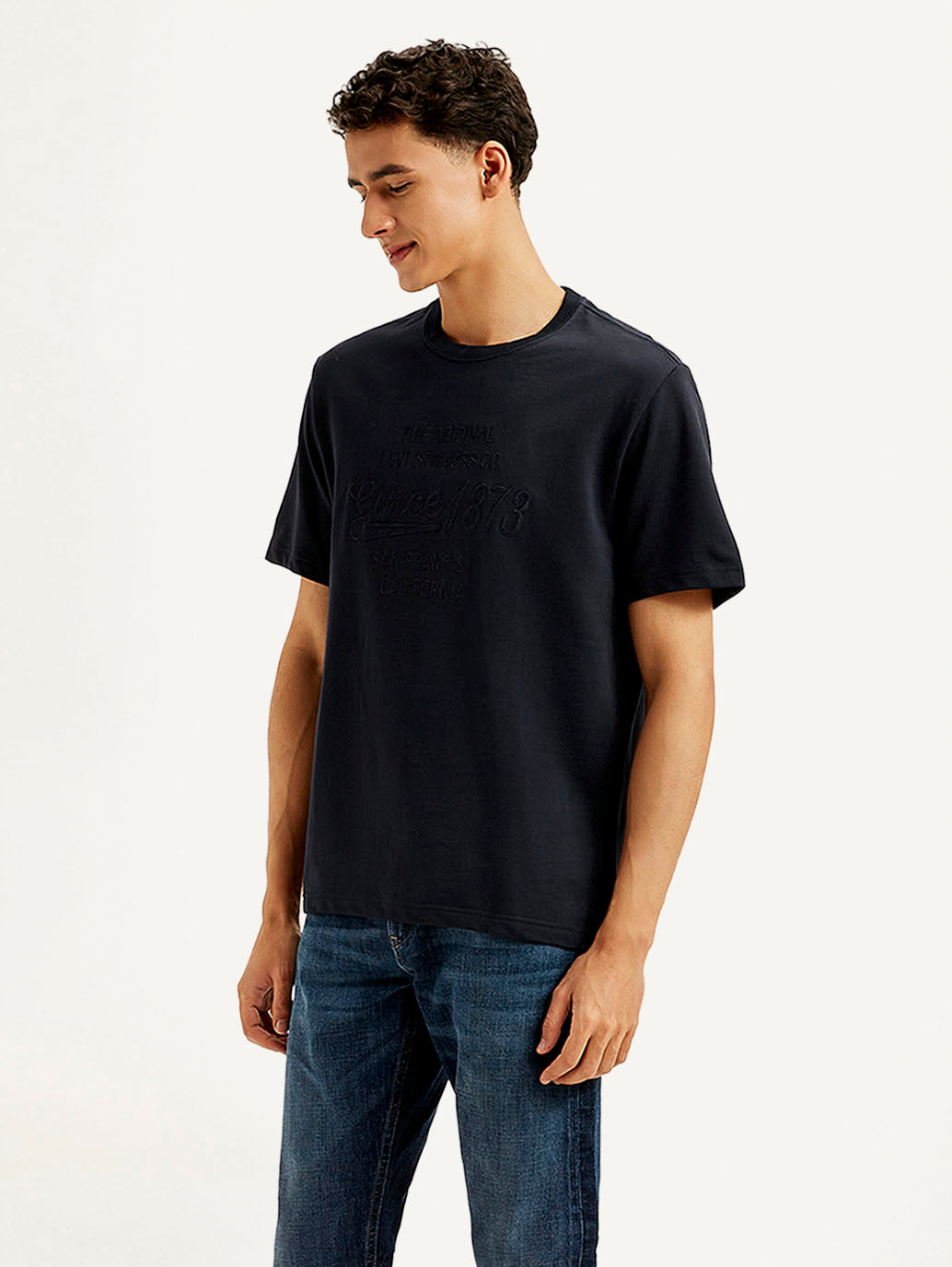 Men's Typography Crew Neck T-shirt - Side View
