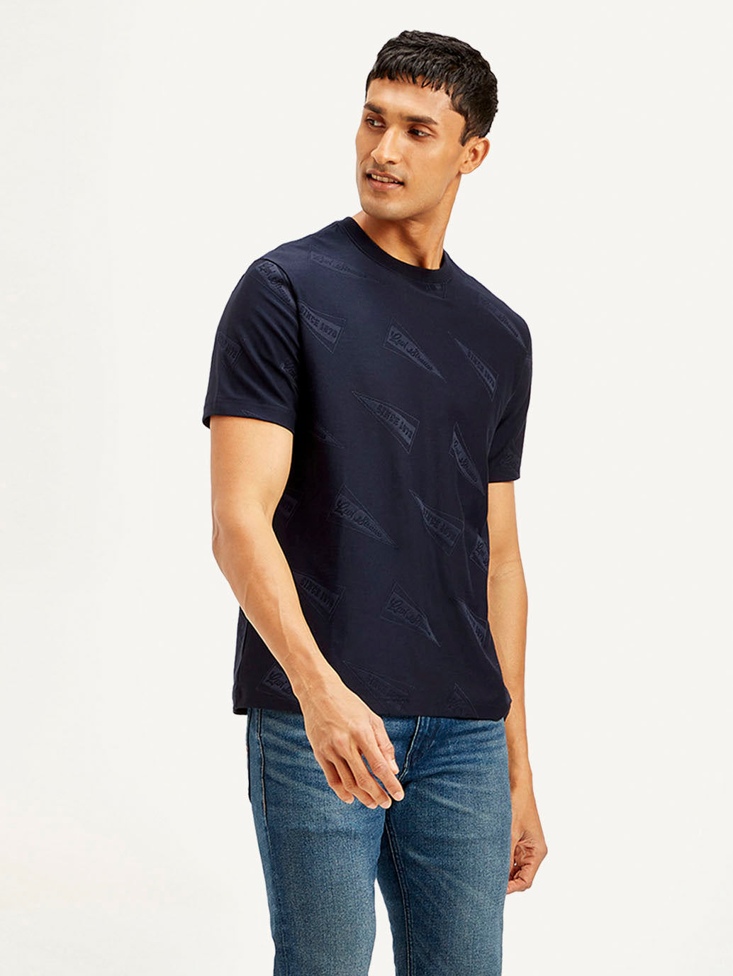 Men's Brand Logo Crew Neck T-shirt - Side View