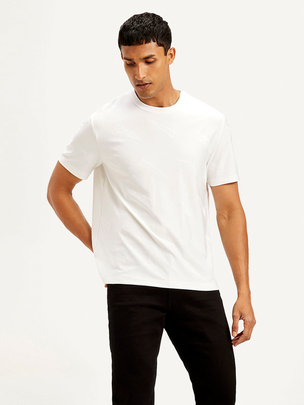 Men's Brand Logo Crew Neck T-shirt - Side View