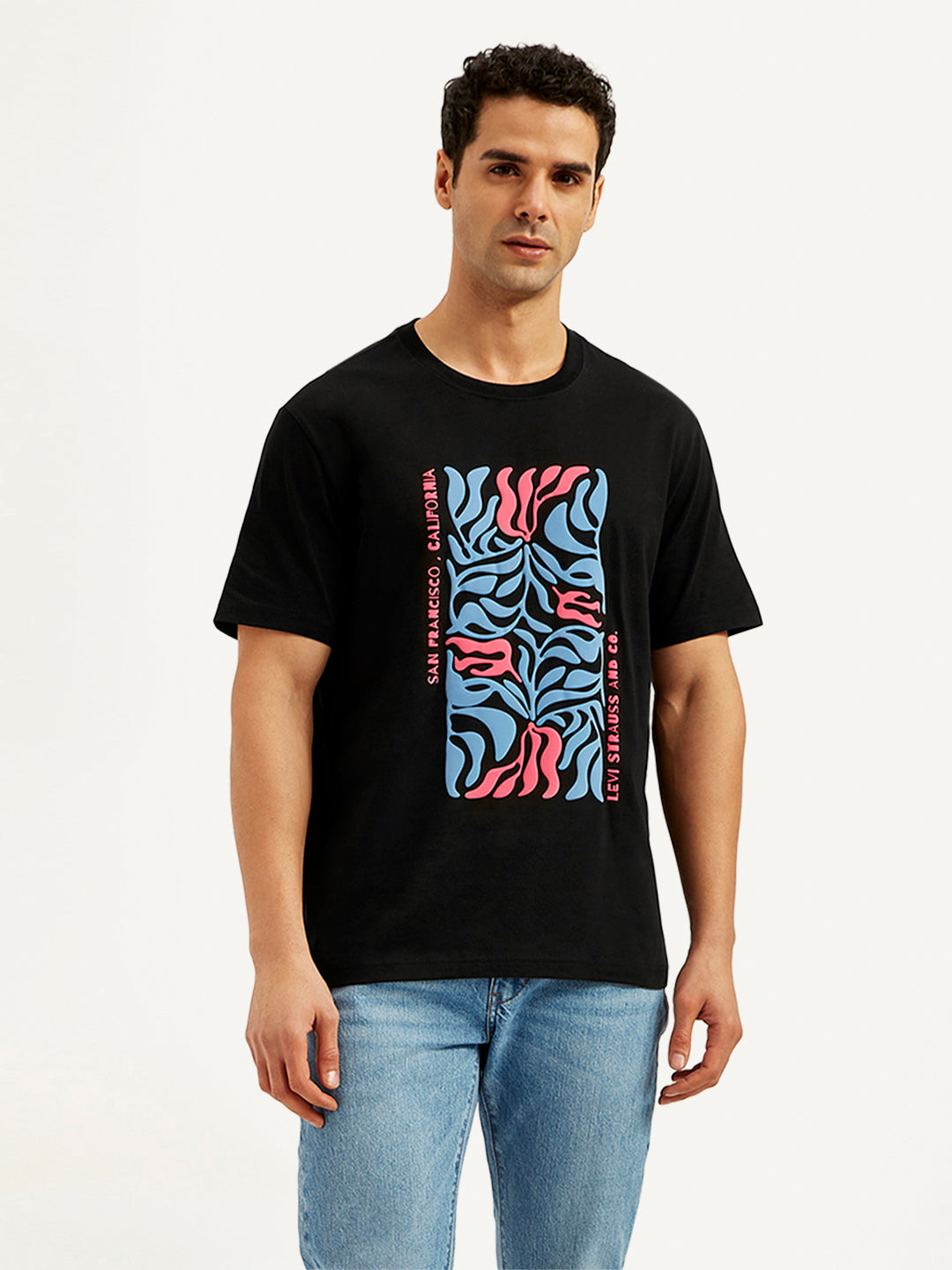 Men's Graphic Print Crew Neck T-Shirt - Front View