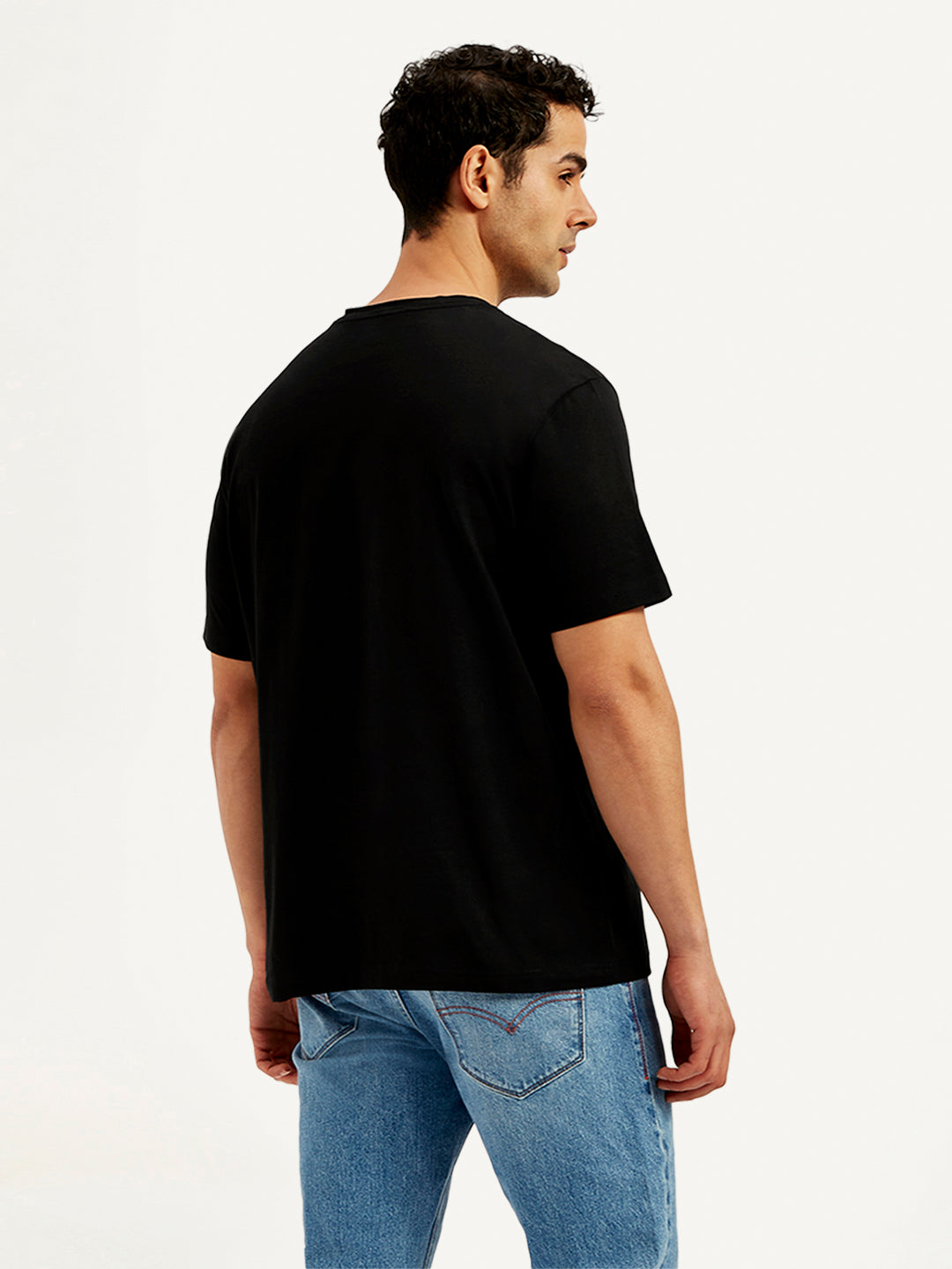 Men's Graphic Print Crew Neck T-Shirt - Back View