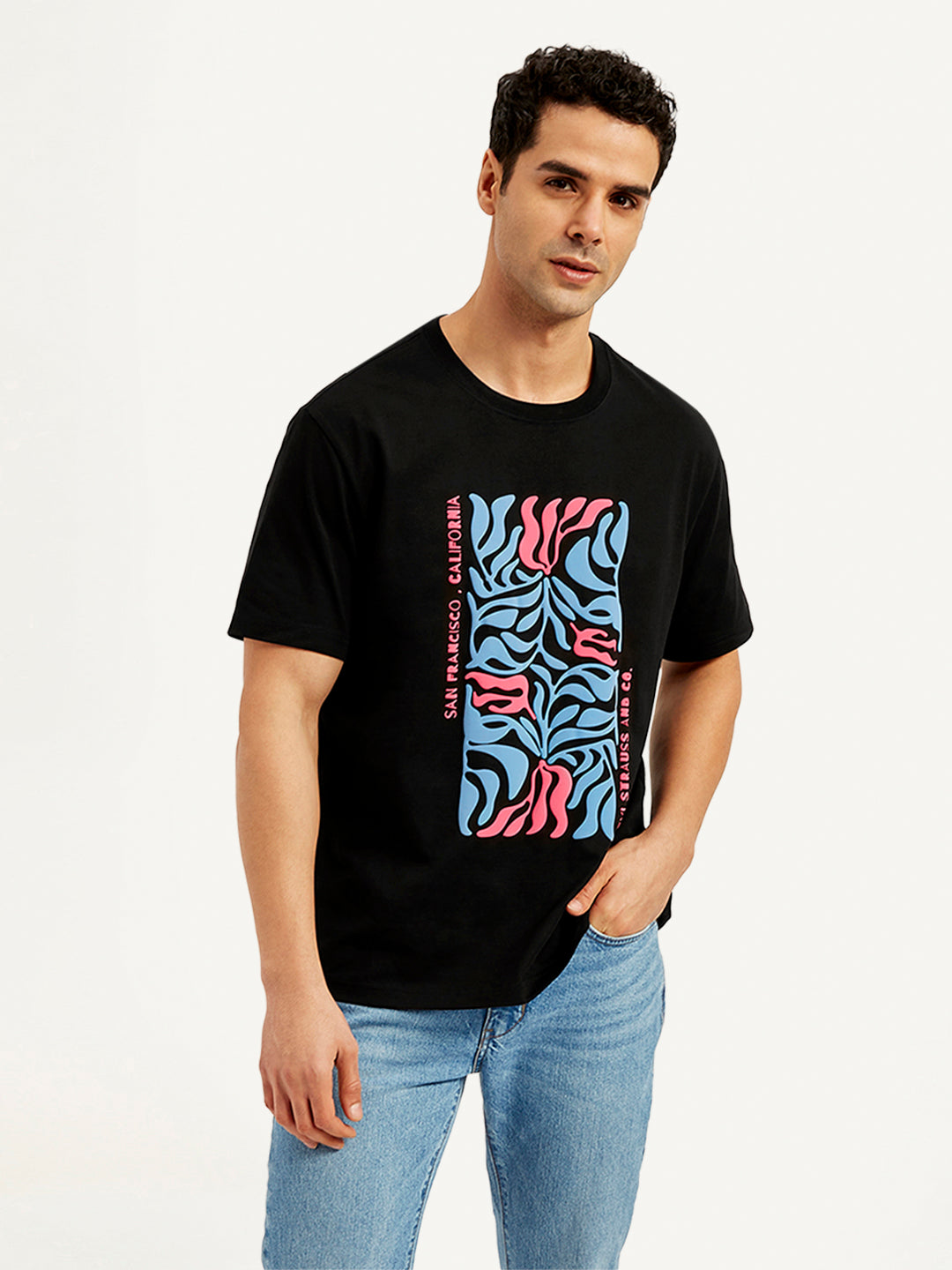 Men's Graphic Print Crew Neck T-Shirt - Styleshot View