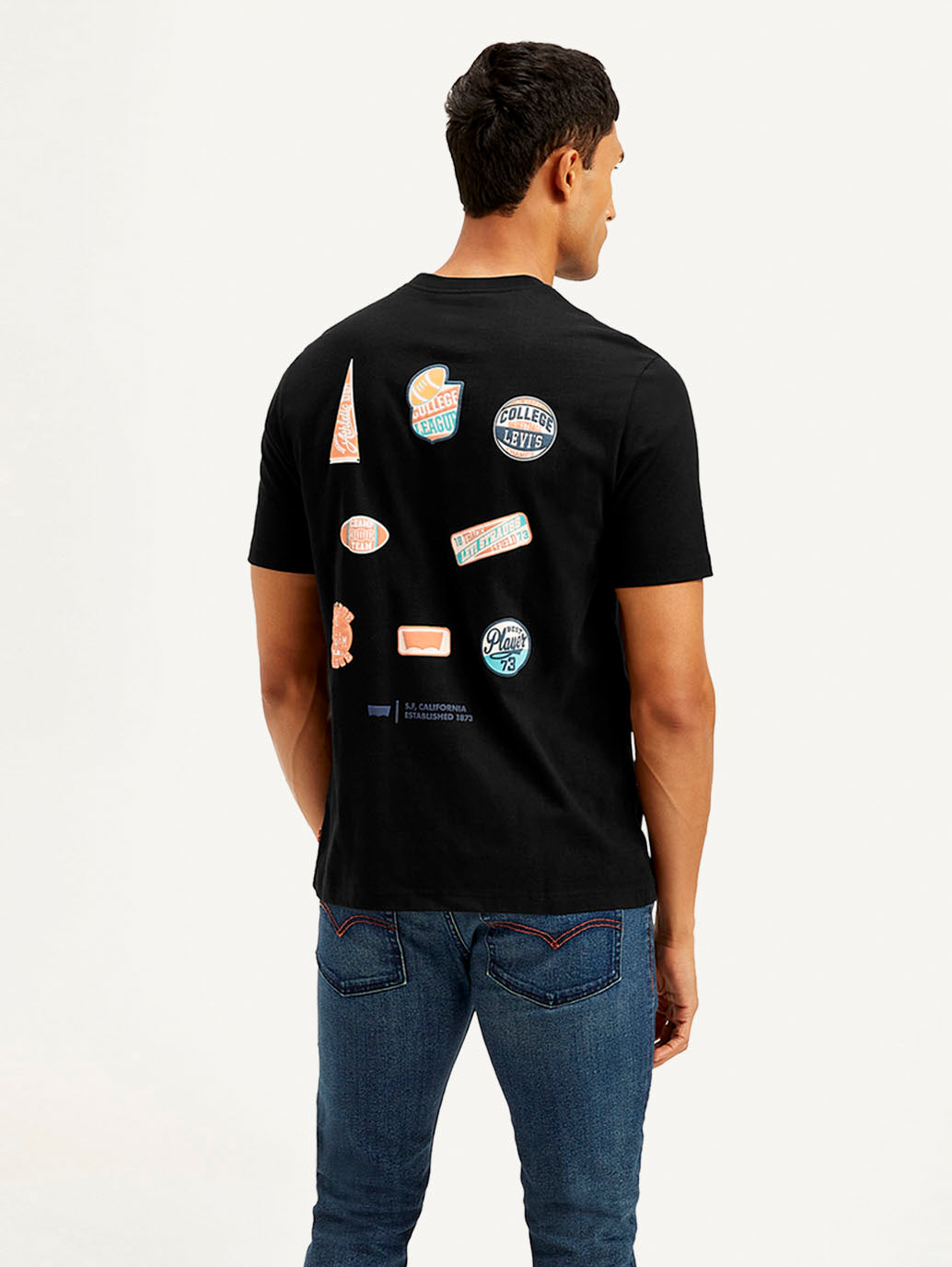 Men's Solid Crew Neck T-shirt - Back View