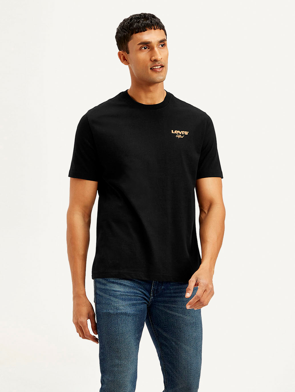 Men's Solid Crew Neck T-shirt - Side View