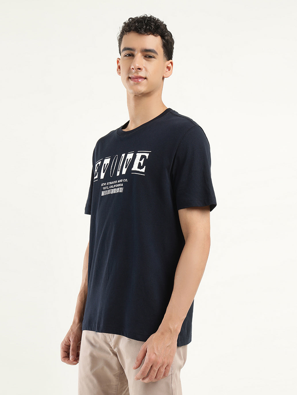 Men's Printed Crew Neck T-shirt - Side View