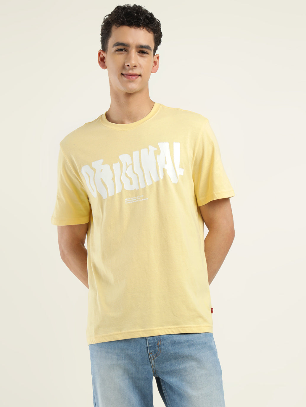 Men's Typographic Print Crew Neck T-Shirt - Front View