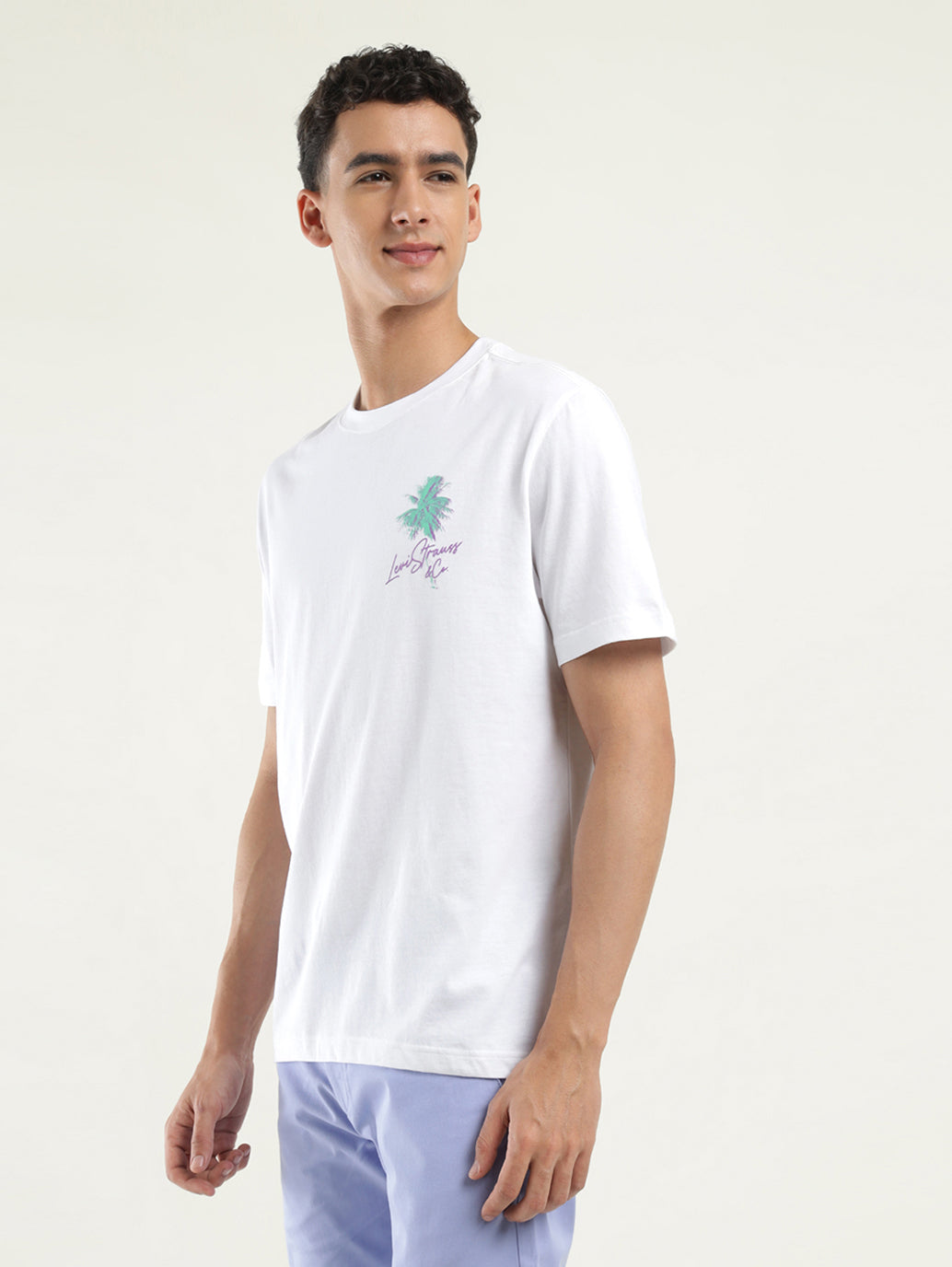 Men's Solid Crew Neck T-Shirt - Side View