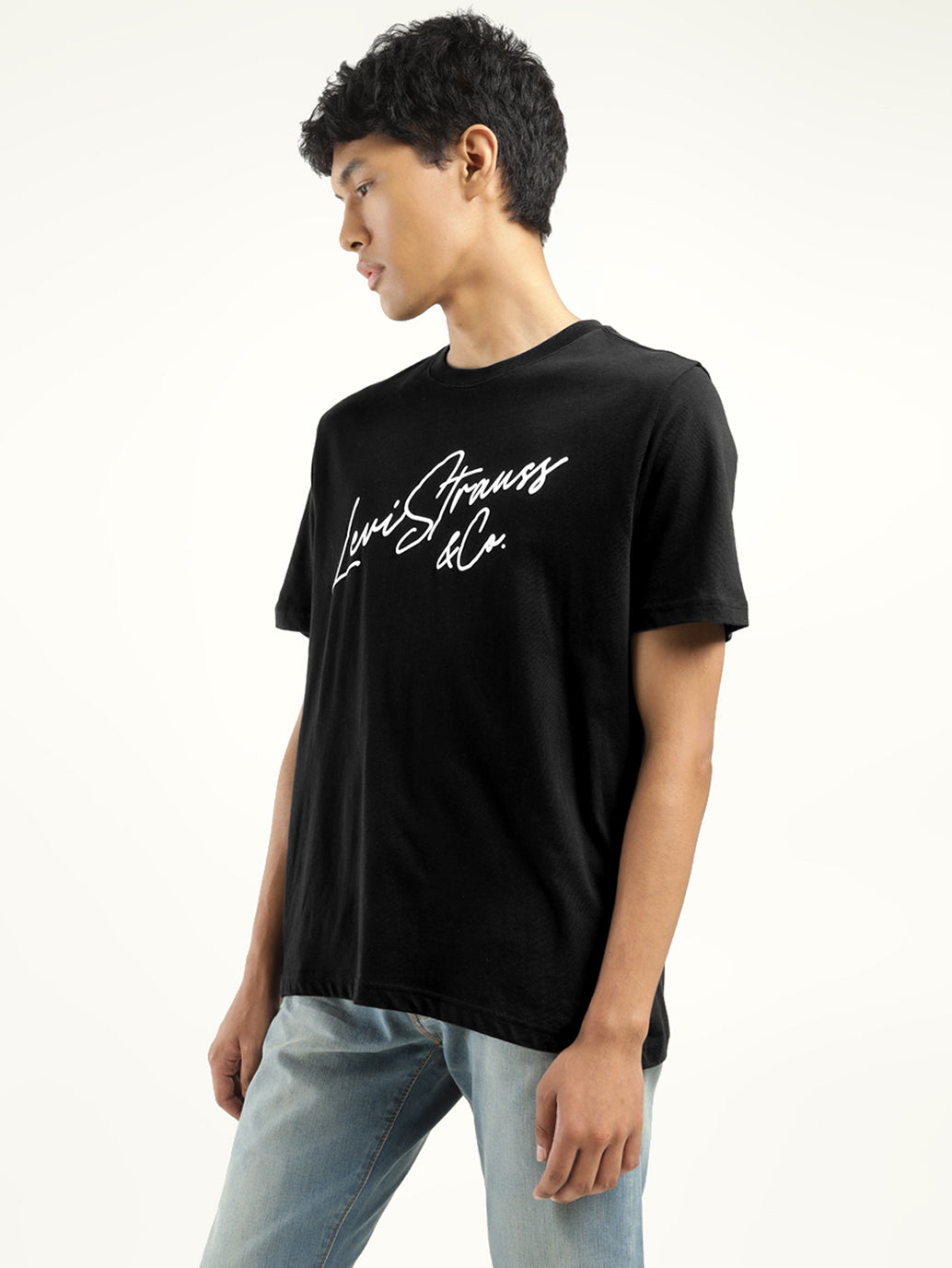 Men's Graphic Print Crew Neck T-Shirt - Side View
