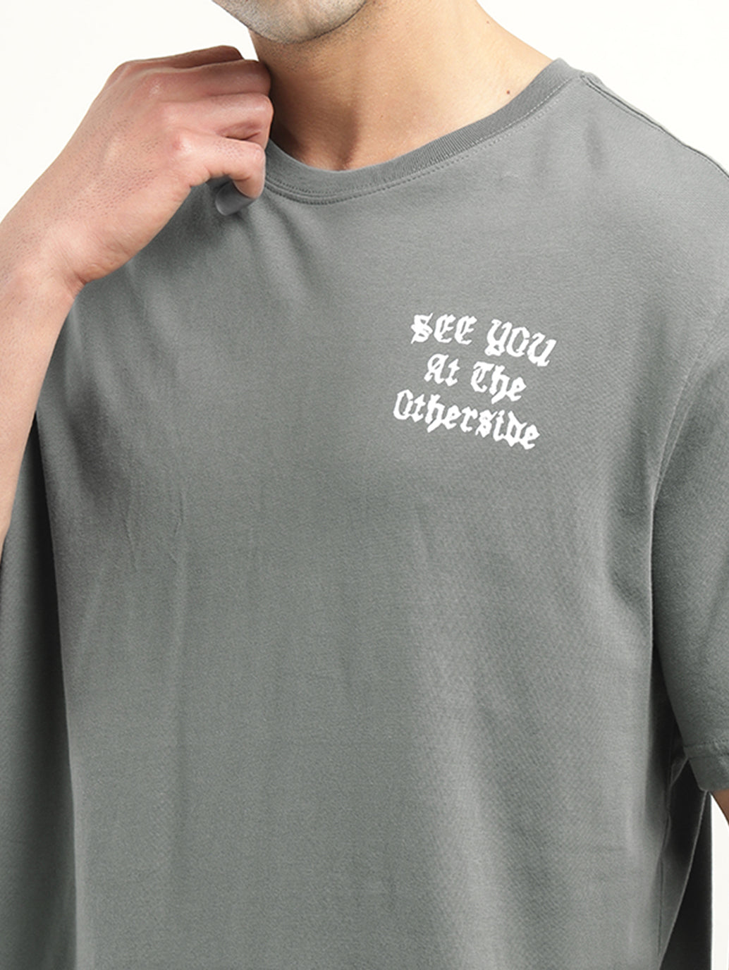 Men's Typographic Print Crew Neck T-Shirt - Detail View