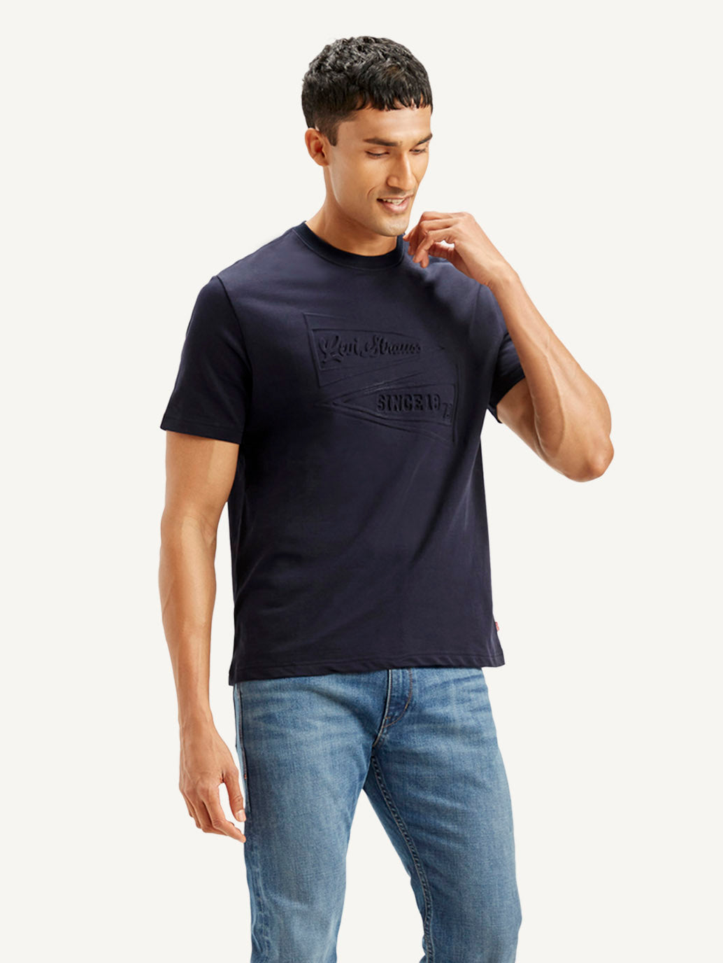 Men's Typography Crew Neck T-shirt - Side View