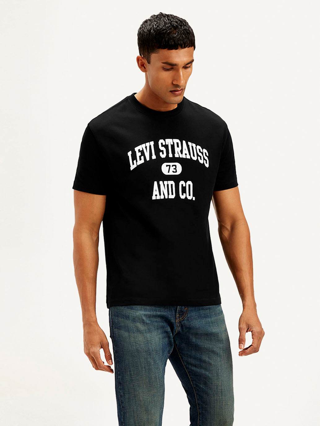 Men's Brand Logo Crew Neck T-shirt - Side View