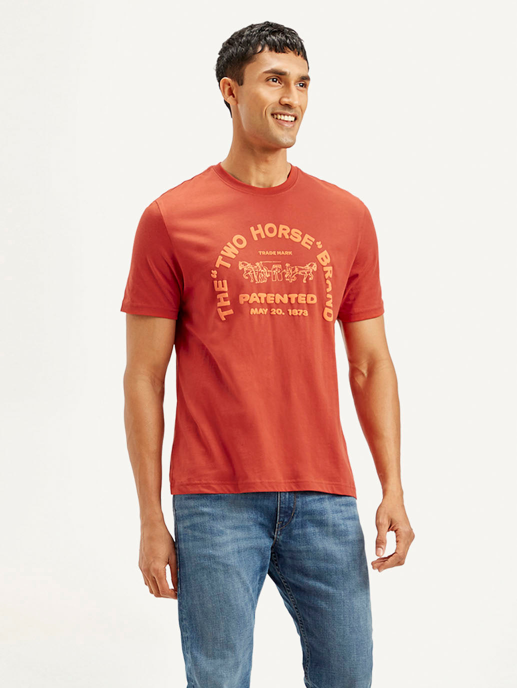 Men's Graphic Print Crew Neck T-shirt - Side View