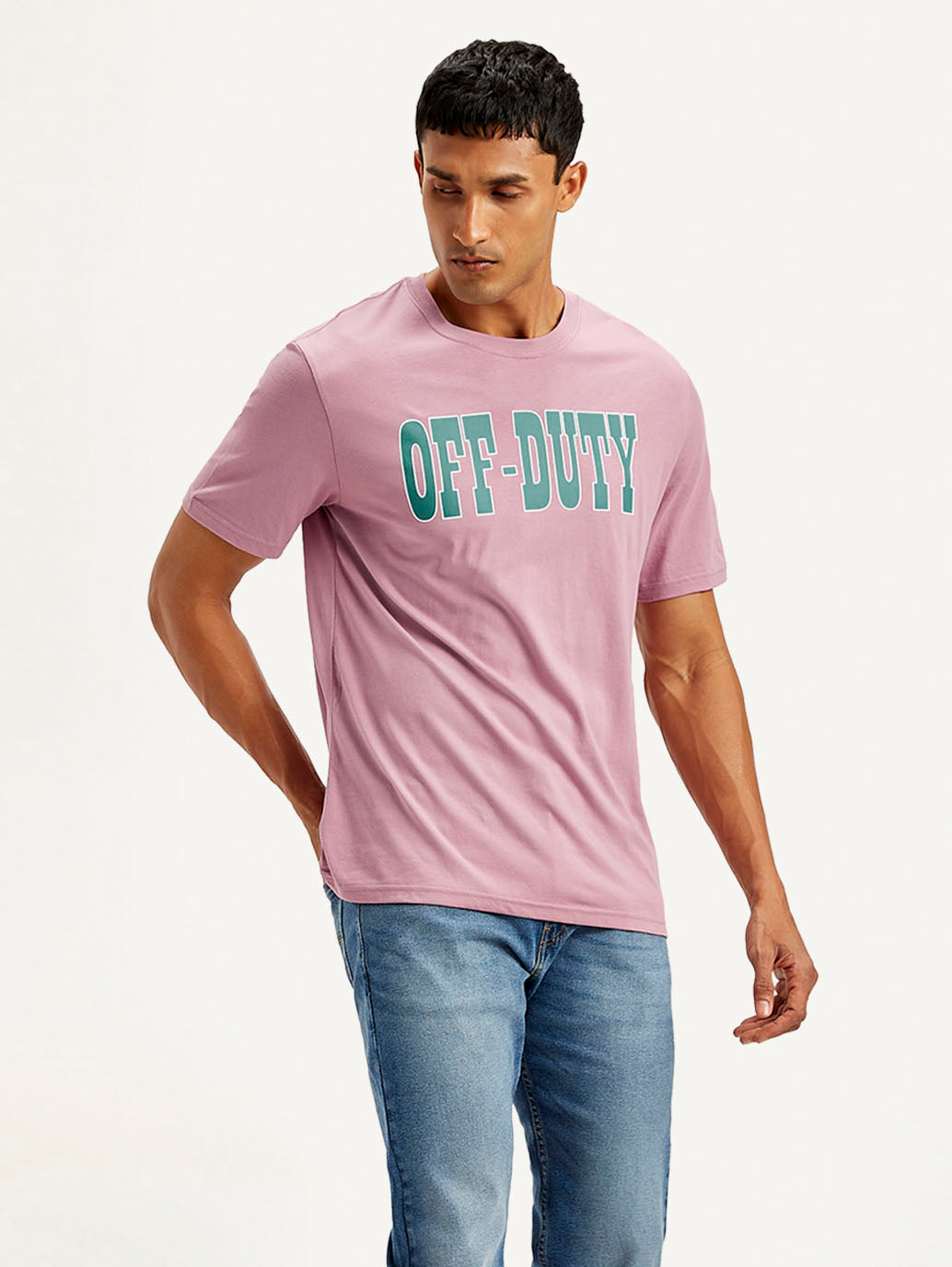Men's Typography Crew Neck T-shirt - Side View