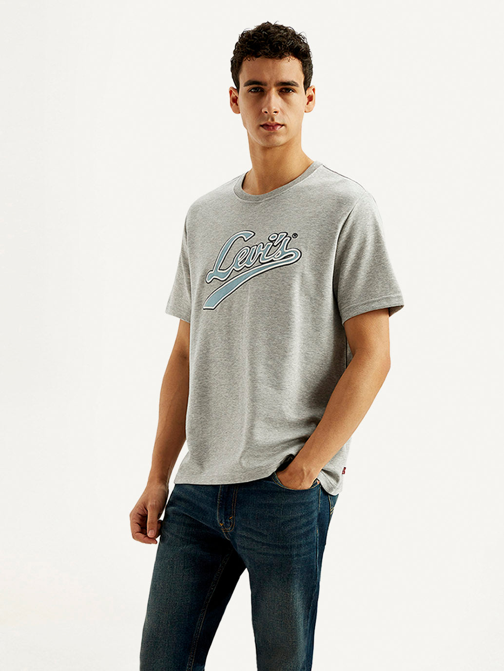 Men's Brand Logo Crew Neck T-shirt - Side View