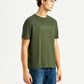 Men's Typography Olive Crew Neck T-shirt - Side View