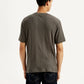 Men's Self Design Brown Crew Neck T-shirt - Back View
