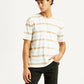 Men's Striped White Crew Neck T-shirt - Styleshot View