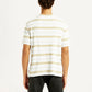 Men's Striped White Crew Neck T-shirt - Back View