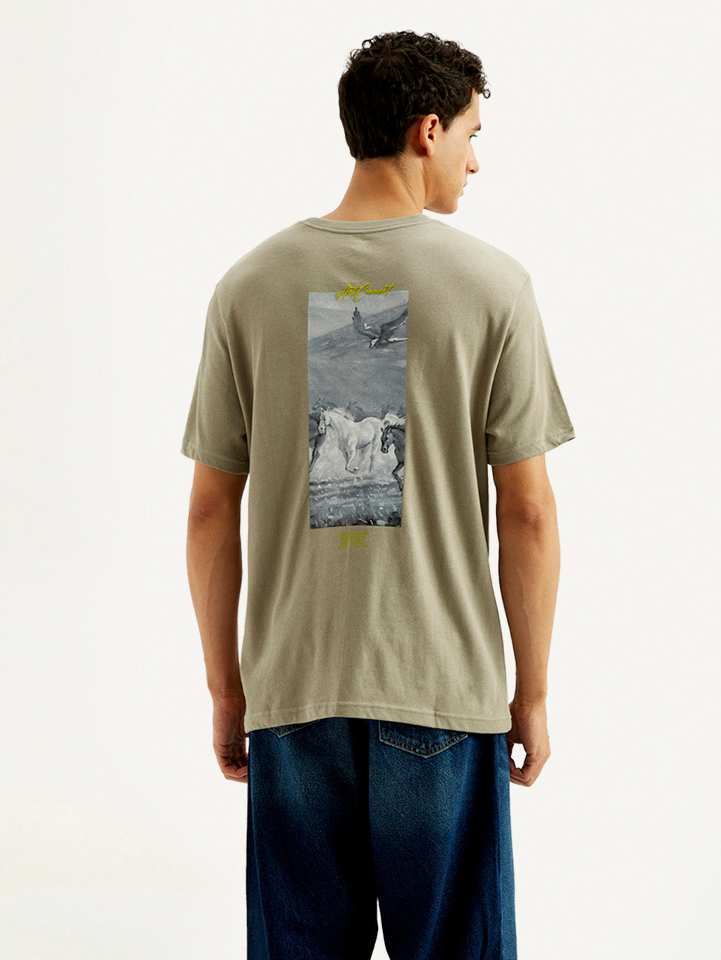 Men's Typography Crew Neck T-shirt - Back View