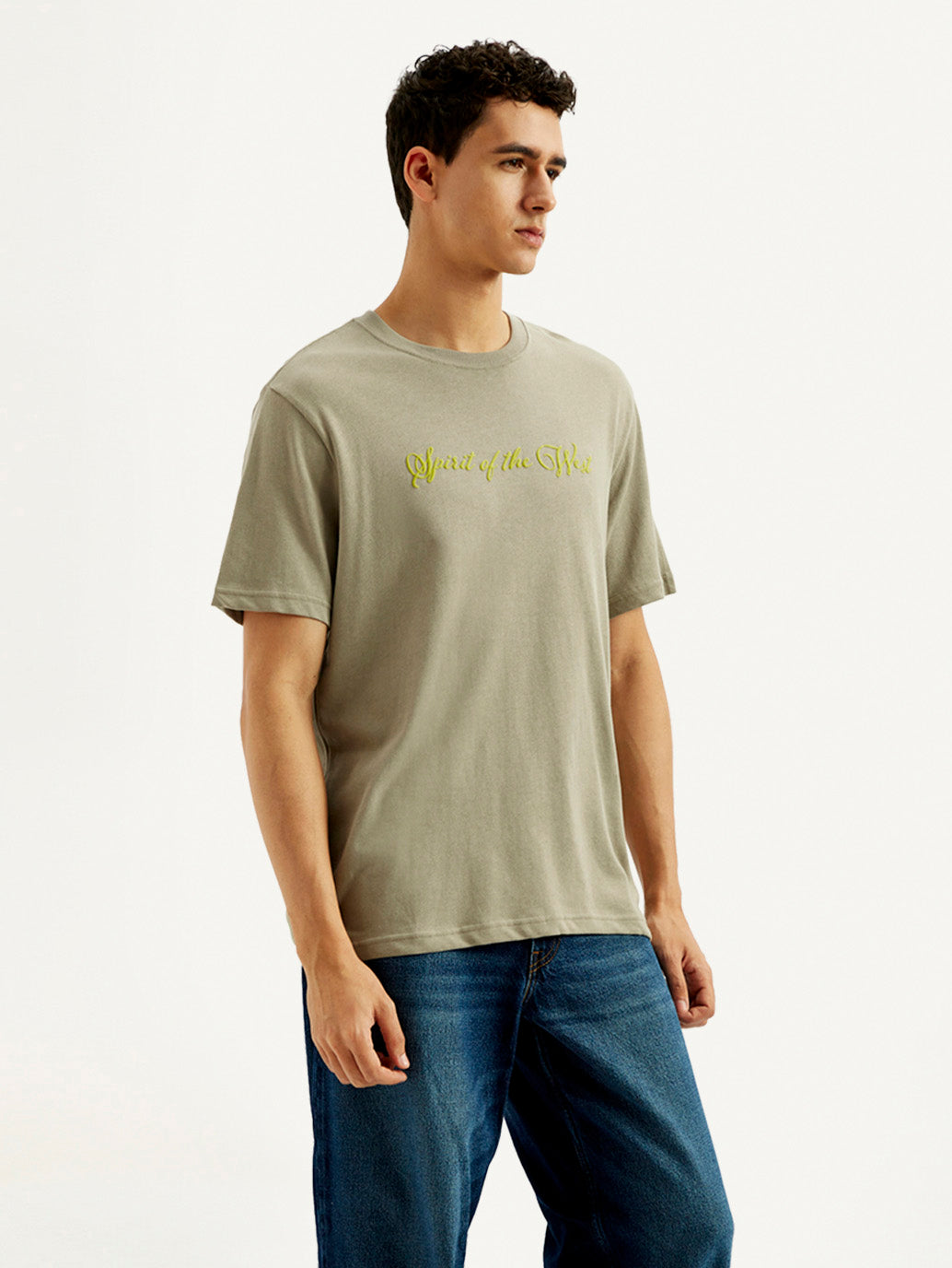 Men's Typography Crew Neck T-shirt - Side View