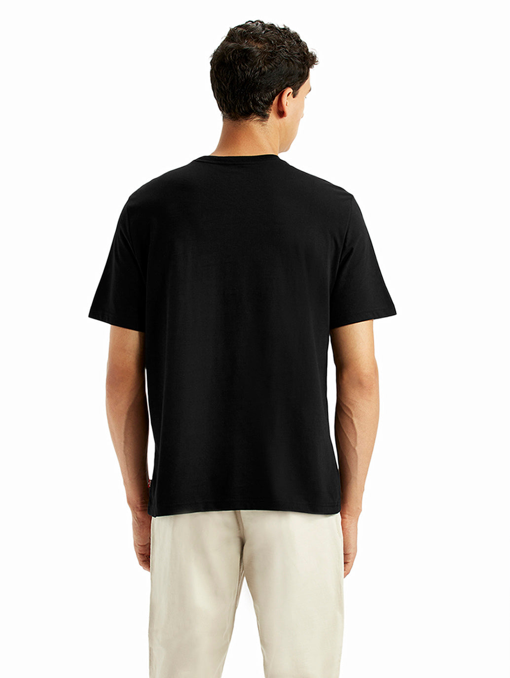 Men's Brand Logo Black Crew Neck T-shirt - Back View
