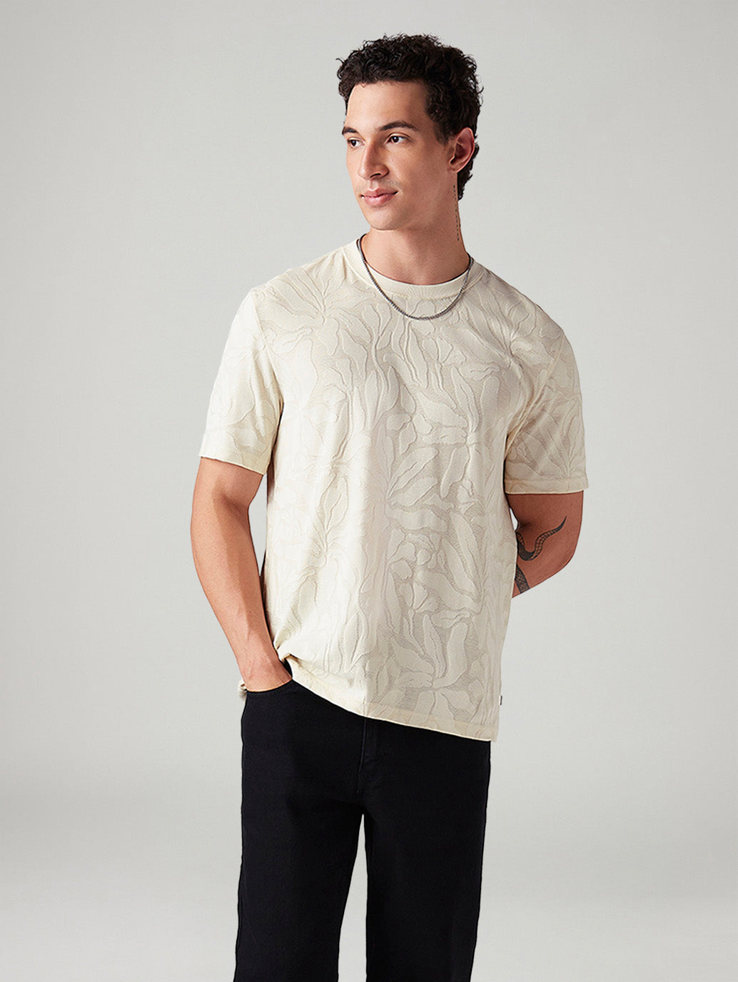 Men's Self-Design Regular Fit T-Shirt - Styleshot View