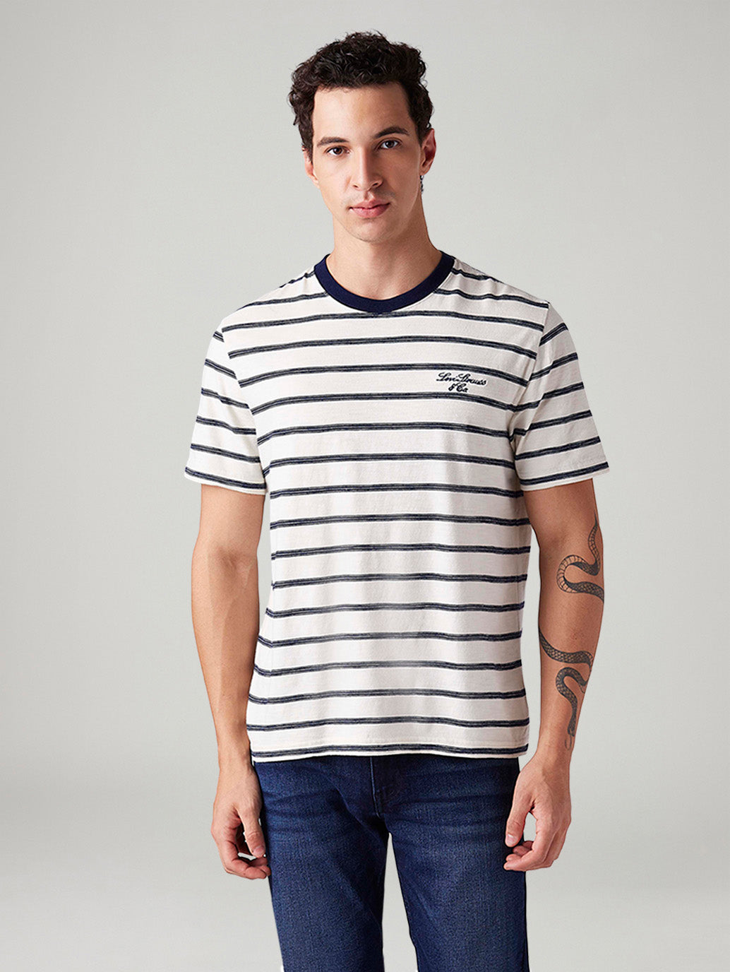 Men's Striped Regular Fit T-Shirt - Front View