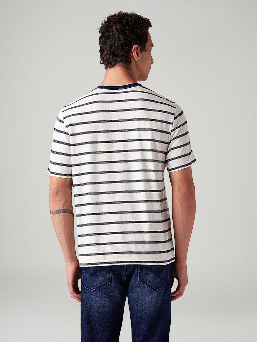 Men's Striped Regular Fit T-Shirt - Back View