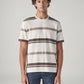 Men's Striped Regular Fit Textured T-Shirt - Front View