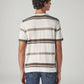 Men's Striped Regular Fit Textured T-Shirt - Back View