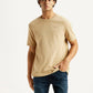 Men's Solid Beige Crew Neck T-shirt - Styleshot View