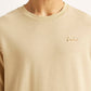 Men's Solid Beige Crew Neck T-shirt - Detail View