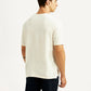 Men's Solid Off White Crew Neck T-shirt - Back View